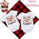 thumbnail image 1 of Body navideño personalizado con diseño de ciervo para bebé, ropa personalizada para niño y niña, mono a juego para vacaciones, peleles de manga corta para bebé, 1 of 5