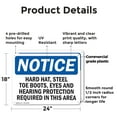 thumbnail image 2 of (2 Pack) Hard Hat Steel Toe Boots Eye And Hearing OSHA Notice Sign 24 Inch X 18 Inch Plastic Sign, Weather Resistant, UV Protected for Workplace, Business, and Construction Site, Made, 2 of 8