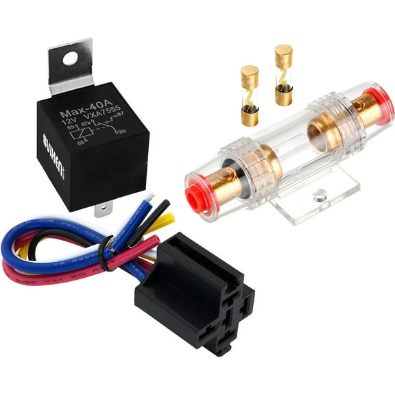 Vixen Horns 5-PIN Relay 40A/12V with Pre-wired Plug/Socket and 60A Fuse with Holder for Horns/Compressors/Alarms/Fog Light VXA7501
