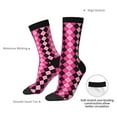thumbnail image 4 of Rateoe pink and black argyle for Women Casual Calf Socks - Cute Crew Socks - Thin Soft Above Ankle Socks Size 5-11, 4 of 6