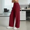 thumbnail image 6 of Mifsaly Running Pants Women High Waisted Wide Leg Yoga Pant Soft Comfortable Stretchy Gym Outdoor Hiking Athletic Workout Outfits with Pockets Wine,S, 6 of 8