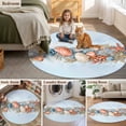 thumbnail image 6 of Summer Shell Round Living Room Rugs 8 ft, Ocean Starfish Coral Marine Life Washable Large Area Rug with Non-Slip Sturdy Edge Binding Round Carpet for Dining Room Kitchen Office, 6 of 9