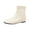 14#Beige, variant on Women's Genuine Leather Handmade Side Zipper Square Toe Block Low Heel Ankle Booties