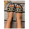 thumbnail image 2 of Sandalias planas doradas con cadena gruesa y efecto cocodrilo para mujer OYOANGLE, 2 of 5