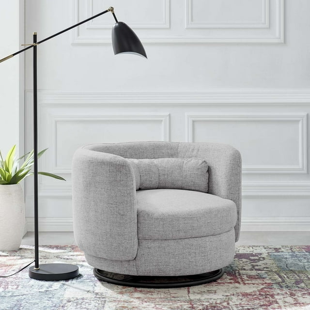 Modway Chaise Pivotante en Tissu Rembourré Relish Noir Gris Clair