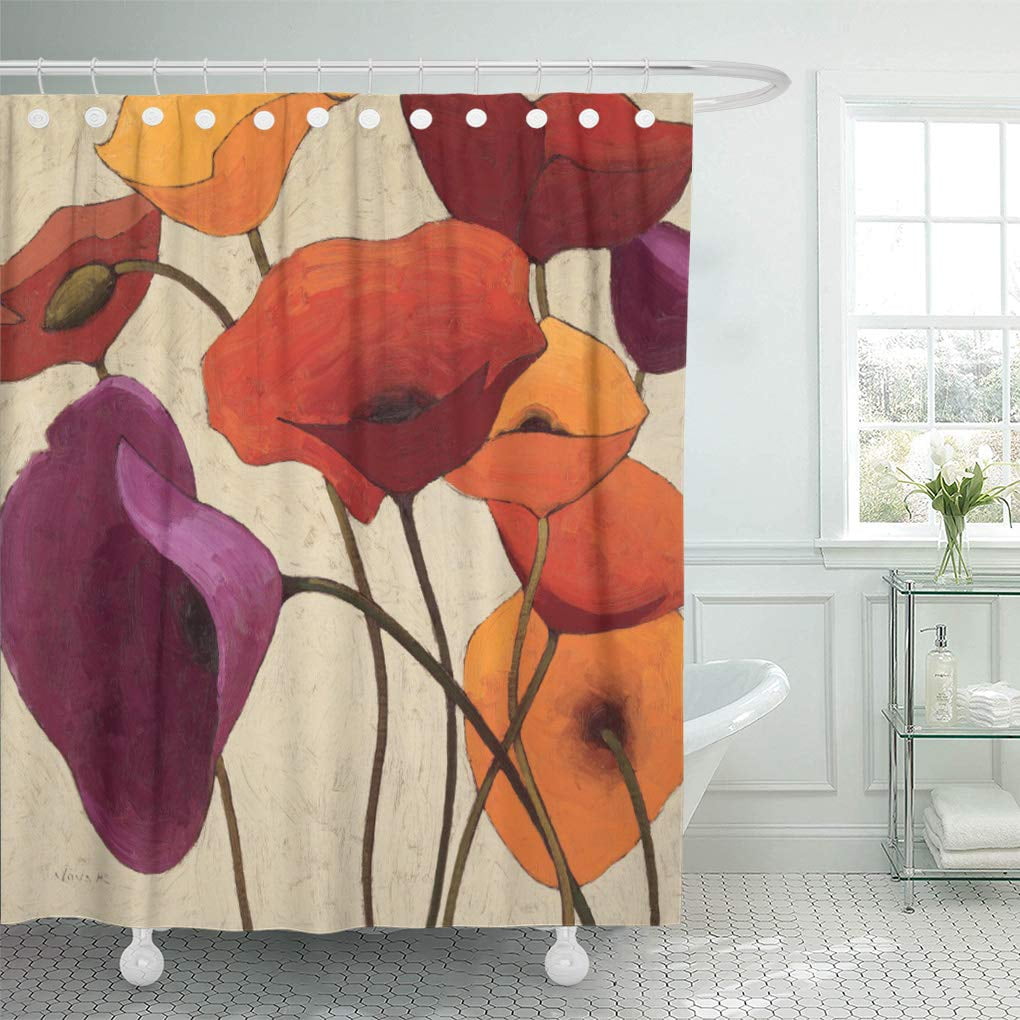 CYNLON Purple Contemporary Beautiful Flowers Orange Floral Poppies