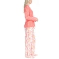 thumbnail image 2 of Goodnight Kiss Women's 3 Piece Pajama Set - Matching Slippers, Long Sleeve T-Shirt and Sleep Pants, Coral/Deers, XL, 2 of 6