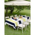 thumbnail image 5 of 54x80 Inch Outdoor Tablecloth with Umbrella Hole Zipper Rectangle Yellow Navy Blue Striped Rectangular Tablecloths Outside Waterproof Farmhouse Stripe Art Patio Table Cloth Cover for Picnic Party, 5 of 8