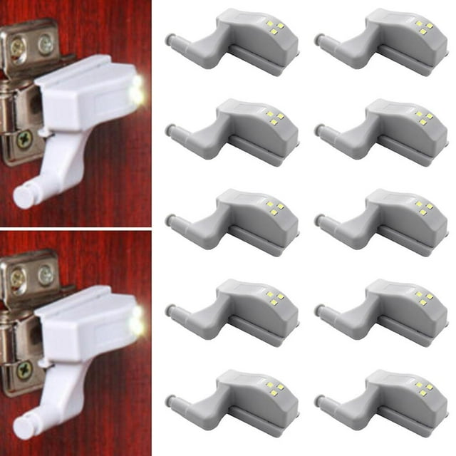 1/10 piezas de luz LED con sensor de bisagra para armario, lámpara de noche para armario