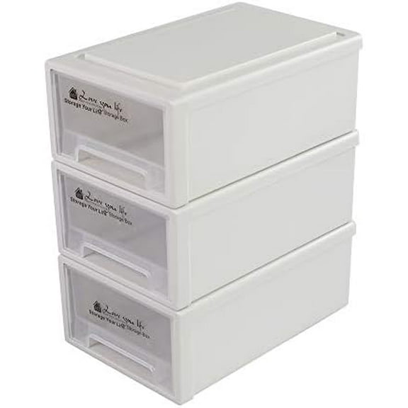 6 Quart Plastic Storage Drawers, Stackable Desktop Organizer, 3 Packs