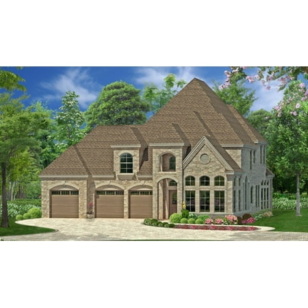 015-726: Traditional Luxury 3 Bed, 4 Bath Luxury Home Plan, 3944 Sq Ft: Full Blueprints with License to Build by Home Plan Marketplace - Lesuto