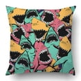 thumbnail image 1 of BOSDECO Angry Shark Pattern Sea Life Hand Drawn Pillowcase Pillow Cushion Cover 20x20 inch, 1 of 1