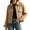 Khaki, variant on Admvng Women's Cropped Shacket Jacket Lapel Button Down Comfortable Chest PocketCasual Long Sleeve Ladies Coat Outerwear