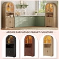 thumbnail image 7 of Conate 70" Tall Arched Kitchen Pantry Cabinet with LED Light, Fluted Storage Cabinets with Stemware Rack, Glass Doors for Dining Room & Living Room, 7 of 7