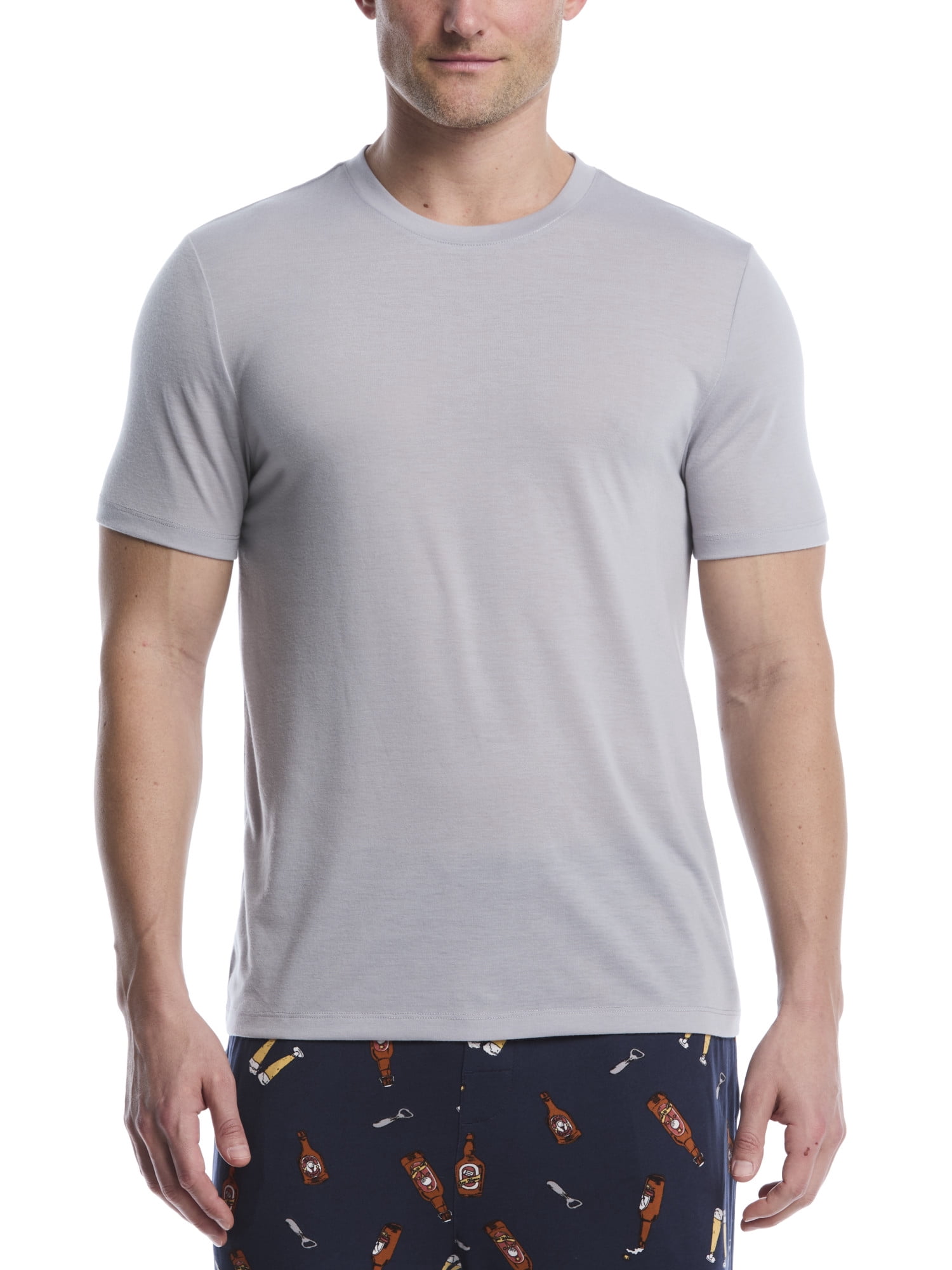 Ben Hogan Men's and Big Men's Set of Short Sleeve Solid Crew Shirt with Cold Drinks Conversational Deluxe Touch Sleep Lounge Pant, Size S-2XL