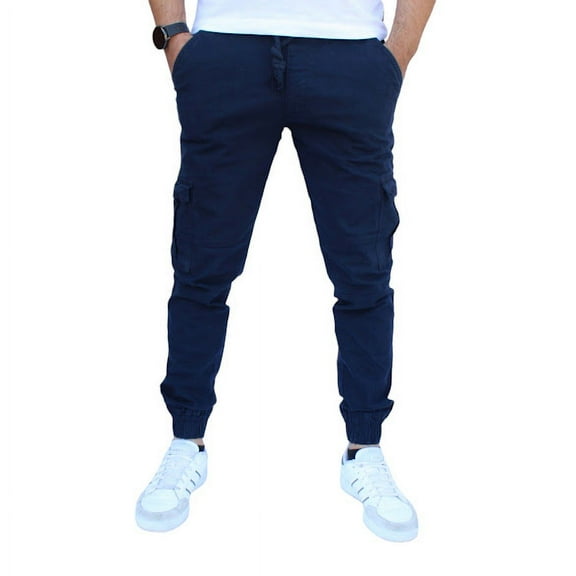 Jogger cargo de gabardina stretch John Silver Corte skinny color azul marino