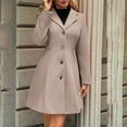 thumbnail image 5 of jobturf Wool Coats for Women Dressy Casual Single Breasted Jackets Long Sleeve Going Out Tops Fall Spring Fashion Notched Lapel Trench Coat with&nbsp;Pockets, 5 of 9