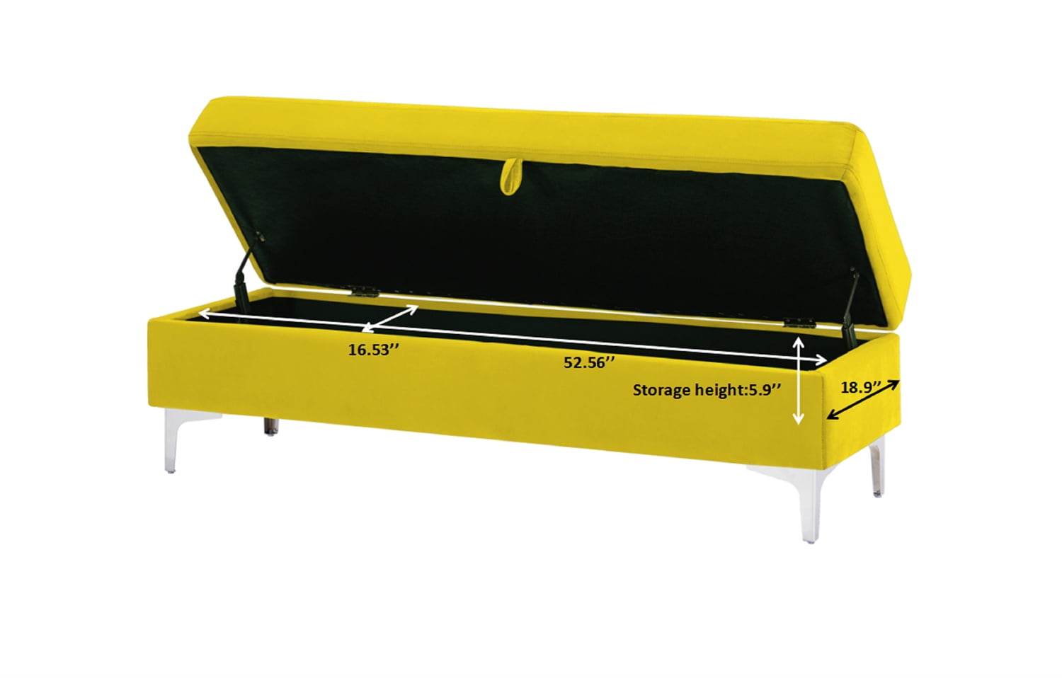 56 Inch Long Ottoman Velvet Storage Ottoman Bench with Metal Feet