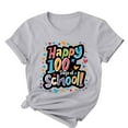 thumbnail image 4 of Youyipin Womens Tops 100 Days Of School Shirt For Women Teacher Graphic T-Shirt Happy 100Th Day Of School Gift Round Neck Short Sleeve Tee Tops Spring Tops For Women, 4 of 5