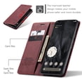 thumbnail image 4 of Dteck Wallet Case for Google Pixel 8 Pro, Handmade Retro Durable Soft PU Leather Magnetic Closure Flip Anti-Fall Shockproof Case with Kickstand and Card Slots Protective Cover, Winered, 4 of 5