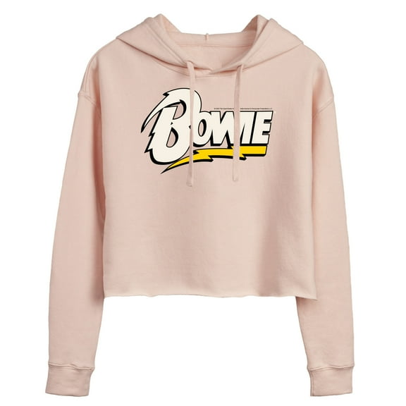 Perryscope - David Bowie Lightning Logo - Juniors Cropped Long Sleeve Fleece Hoodie