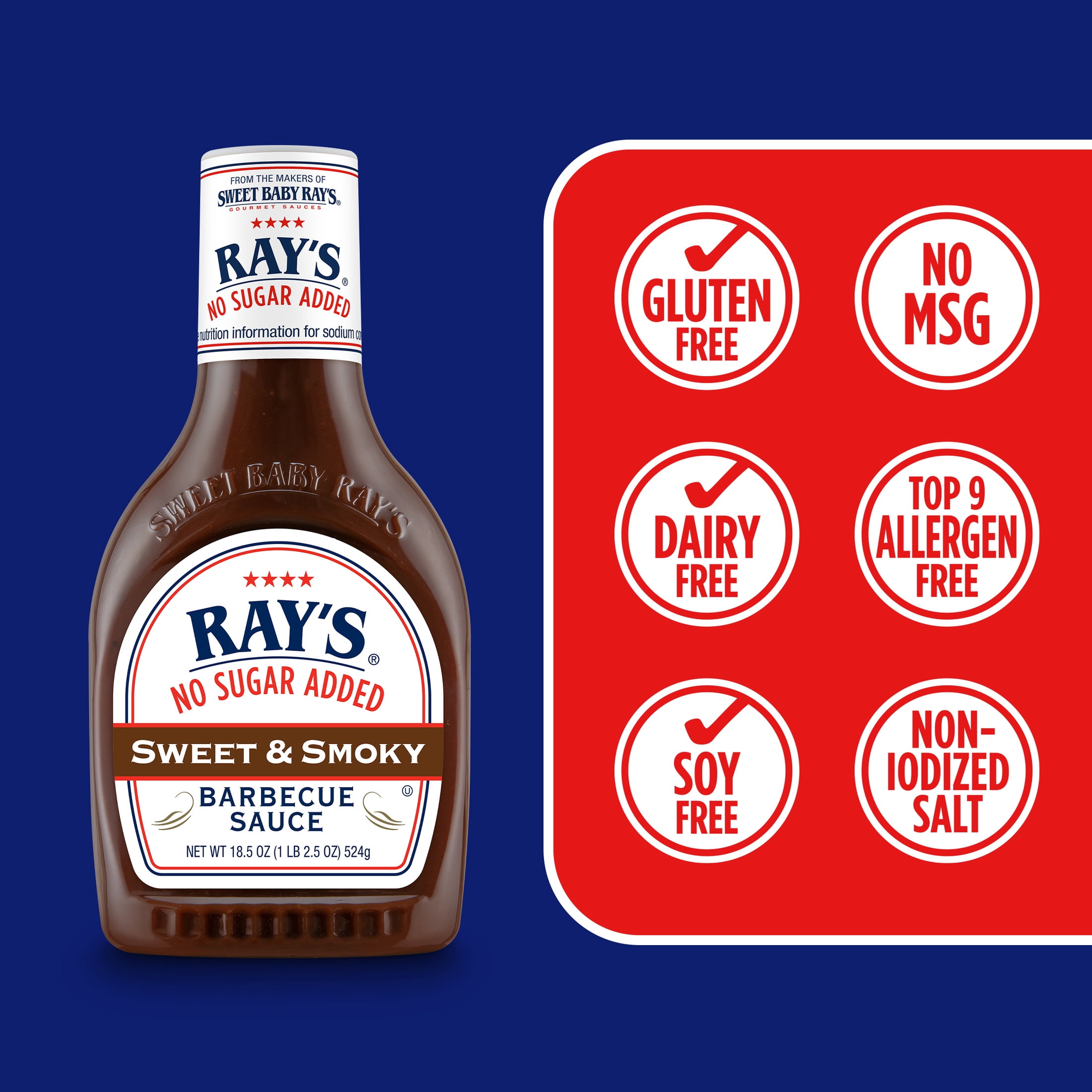 (4 pack) Ray's® No Sugar Added Sweet & Smoky Barbecue Sauce 18.5 oz