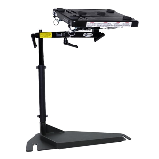 Jotto-Cargo Support pour Ordinateur Portable 425-5691/5215 Jotto Bureau; Montage au Sol; Ajustement Direct; Pivotant; Hauteur Réglable; Noir; Base et Plaque de Montage en ABS/aluminium et Acier; Sans Perçage