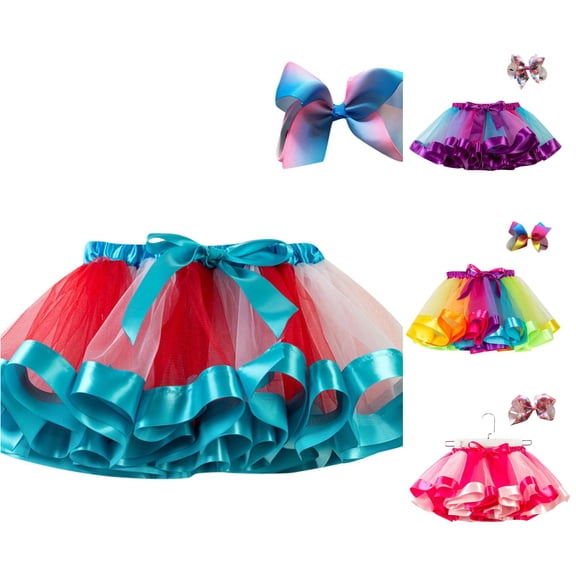WERYOUNG Girls Kids Summer Outfits Tutu Partywear Dance Ballet Toddler Baby Skirt Bow Hairpin Sets Outdoor Activities Versatile Clothes Sets 10 Years
