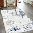 thumbnail image 3 of Nautical Ship Lighthouse Area Rug 3x5 FT, Non Slip Entryway Bedside Carpet, Ocean Anchor Rudder Lines Art Washable Soft Floor Carpet Indoor Mat Non-Shedding Throw Rug for Dorm Kitchen Home Office, 3 of 9