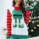 thumbnail image 4 of Gibobby Temperamento Suelto Top de Manga Larga Suéter navideño de Papá Noel Jacquard para mujer, de manga larga con animados, prendas de punto con bloques de color (Blanco, S), 4 of 5