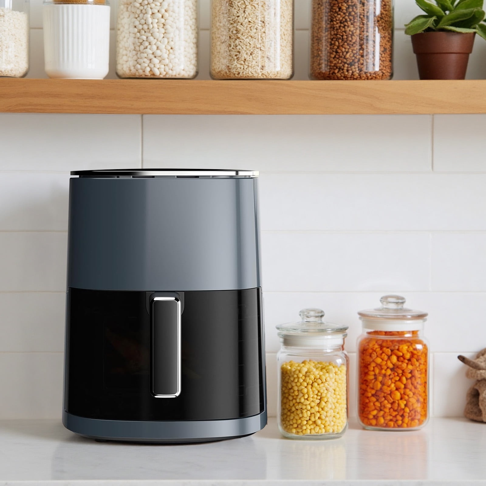 Sybels Air Fryer with Viewing Window, 6-Quart 12-in-1 Multi-Function Appliance for Air Frying, Roasting, Baking & Dehydrating, Gray