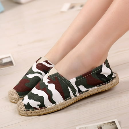 

ERTUTUYI Ladies Fashion And Leisure Vintage Lips Giraffe Small Camouflage Hand Stitching Espadrilles Canvas Shoes Camouflage 41