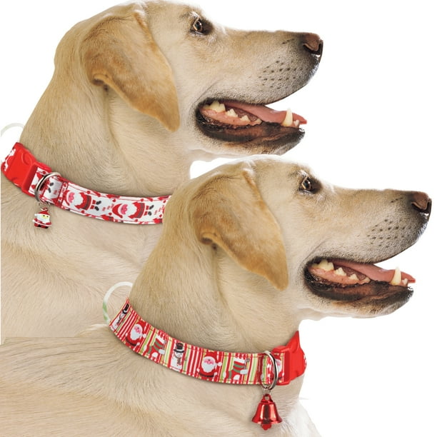 Festive Christmas Dog Collars With Red Bell Set Of 2 Dog Accessories For Holiday Season Medium Large Walmart Com Walmart Com