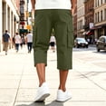thumbnail image 5 of Below The Knee Shorts for Men Corduroy Long Cargo Shorts Casual 3/4 Length Sweat Capris with Pockets Army Green S, 5 of 7