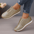 thumbnail image 4 of XILOO All-Season Glitter Sneakers for Women Lace-Up Low Top Comfort Sequins Solid Lightweight, 4 of 6