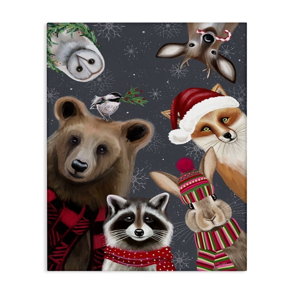Stupell Industries Farmhouse Cozy Woodland Creatures Patterned Canvas Art, 16 x 20, by Elizabeth Tyndall