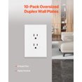 thumbnail image 2 of VEVOR 1-Gang Duplex Outlet Covers, 10 Pack Standard Size Wall Outlet Cover, Unbreakable and Impact-Resistant Polycarbonate Thermoplastic, Dual Receptacle Faceplate, for Electrical Outlets, White, 2 of 9