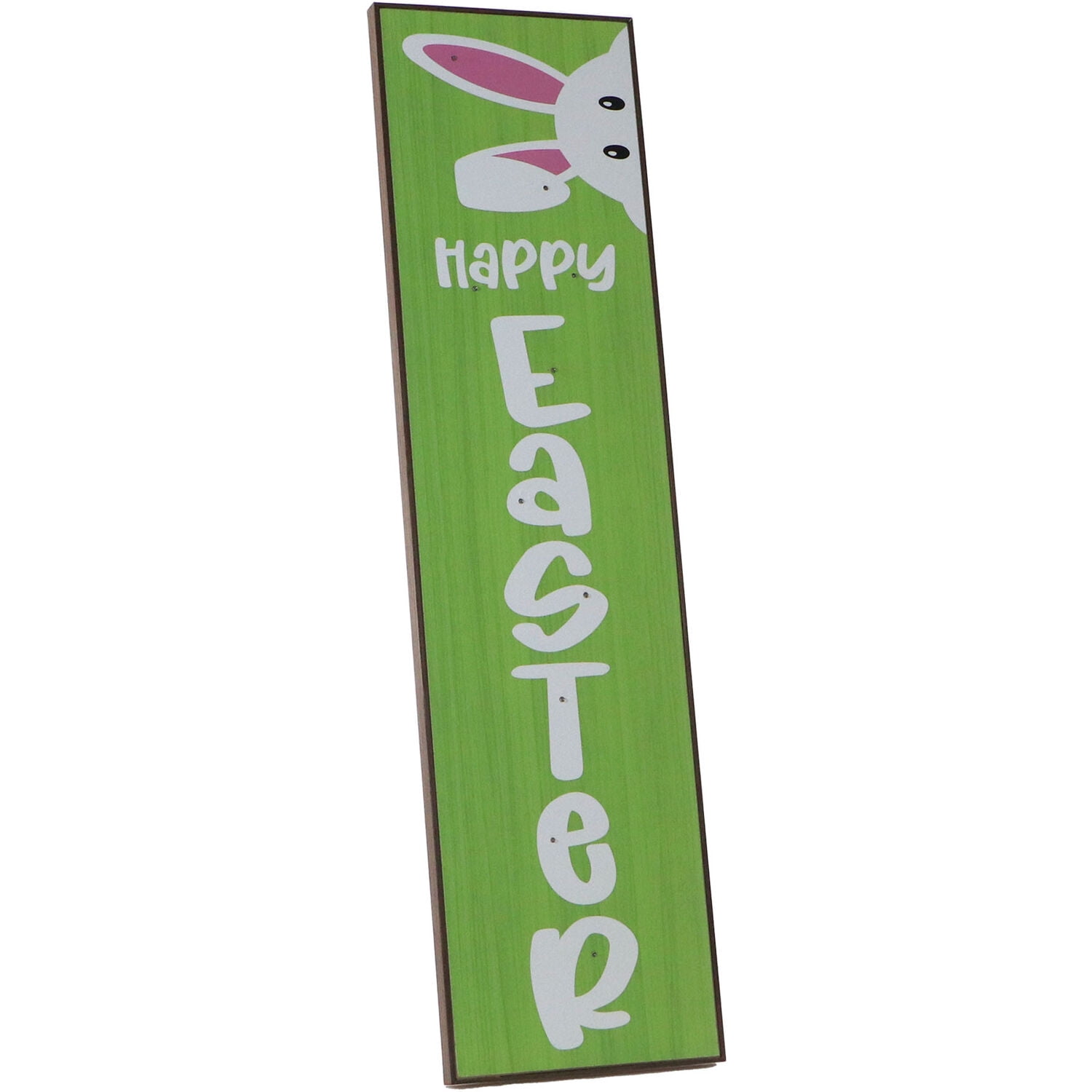 Fraser Hill Farm 45-in. HAPPY EASTER Porch Leaner Sign with Battery-Operated LED Lights, Festive Spring Decoration, Green