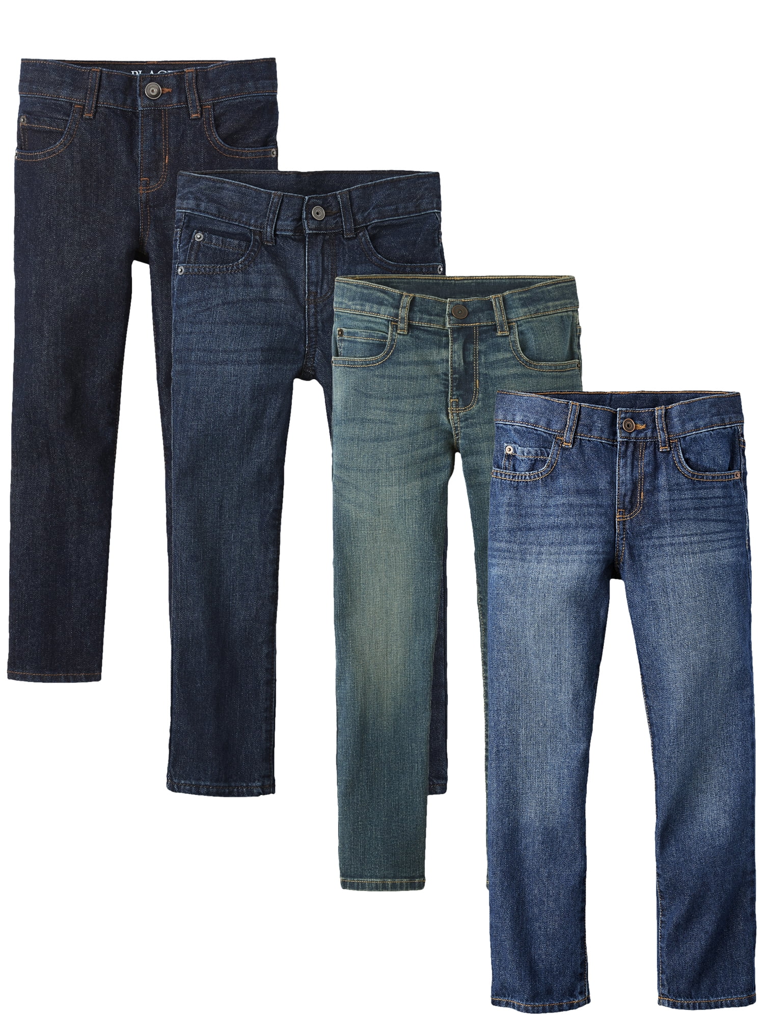 The Children's Place Boys Straight Fit Denim Jeans, 4-Pack, Sizes 4-18