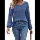 thumbnail image 1 of Suéter Abotonado para Mujer, Suéteres de Punto de Otoño, Camisetas de Larga, Camisetas Tipo Túnica con Cuello Redondo Azul XL, 1 of 8