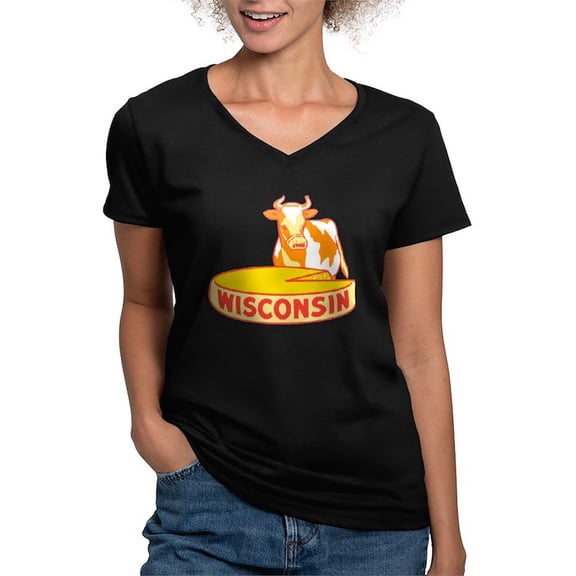 CafePress - Vintage Wisconsin Cheese T Shirt - Women's V-Neck Dark T-Shirt