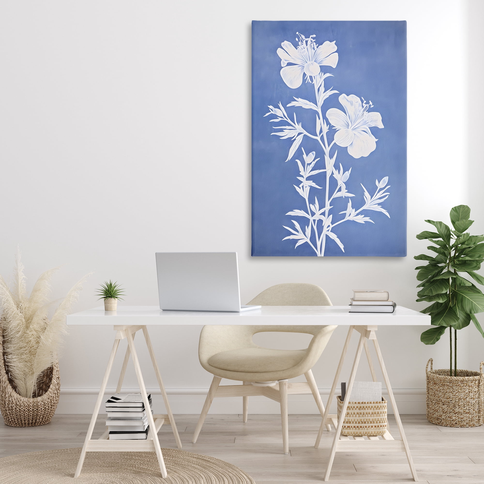 Stupell Industries Blue Cerulean Florals Botanical & Floral Painting Gallery Wrapped Canvas Art Print Wall Art, 30 x 45