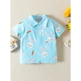 thumbnail image 2 of Sedceaty Toddler Girls Boys Summer Casual Shirt Short Sleeve Heart/Rabbit/Clover Print Button Tops, 2 of 9