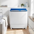 thumbnail image 4 of Costway 18 lbs Mini Laundry Machine with 11 LBS Washer&7 LBS Spinner Combo, Twin Tub Washer Blue & White, 4 of 10