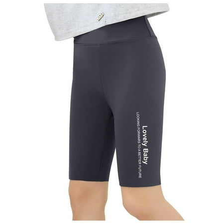 Likimi Toddler Girls Shorts Summer Letter Print High Waisted Slim Fit Comfort Fashionable Shorts Grey Size 9-12 Years