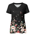 thumbnail image 4 of Blusa de camiseta informal con estampado de manga corta y cuello en V de verano para mujer a la moda Fridja  bn6339, 4 of 6