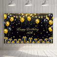 thumbnail image 7 of Black Gold Happy Birthday 16th Banner Background with Balloons Stars and Gifts Party Supplies Photography Props Birthday Decoration Party Decorations Backdrop, 7 of 7