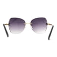 thumbnail image 4 of Womens Rimless Oversized Butterfly Rhinestone Bevel Lens Sunglasses Gold Smoke, 4 of 4