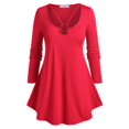 thumbnail image 1 of Camiseta de Talla Cruzada con Anillo de Talla Grande Rosegal  Mangas largas de talla grande, 1 of 5