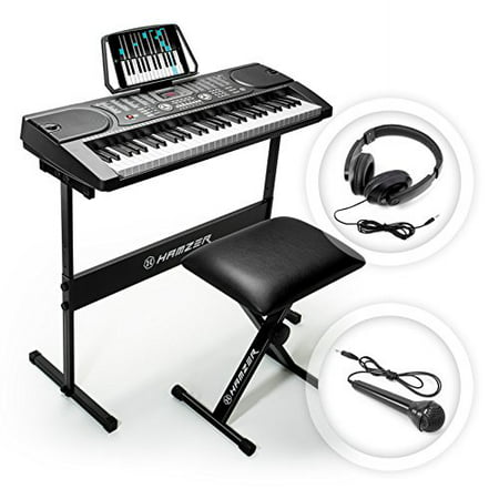 Hamzer 61 Key Portable Electronic Keyboard Piano with Stand, Stool, Headphones &